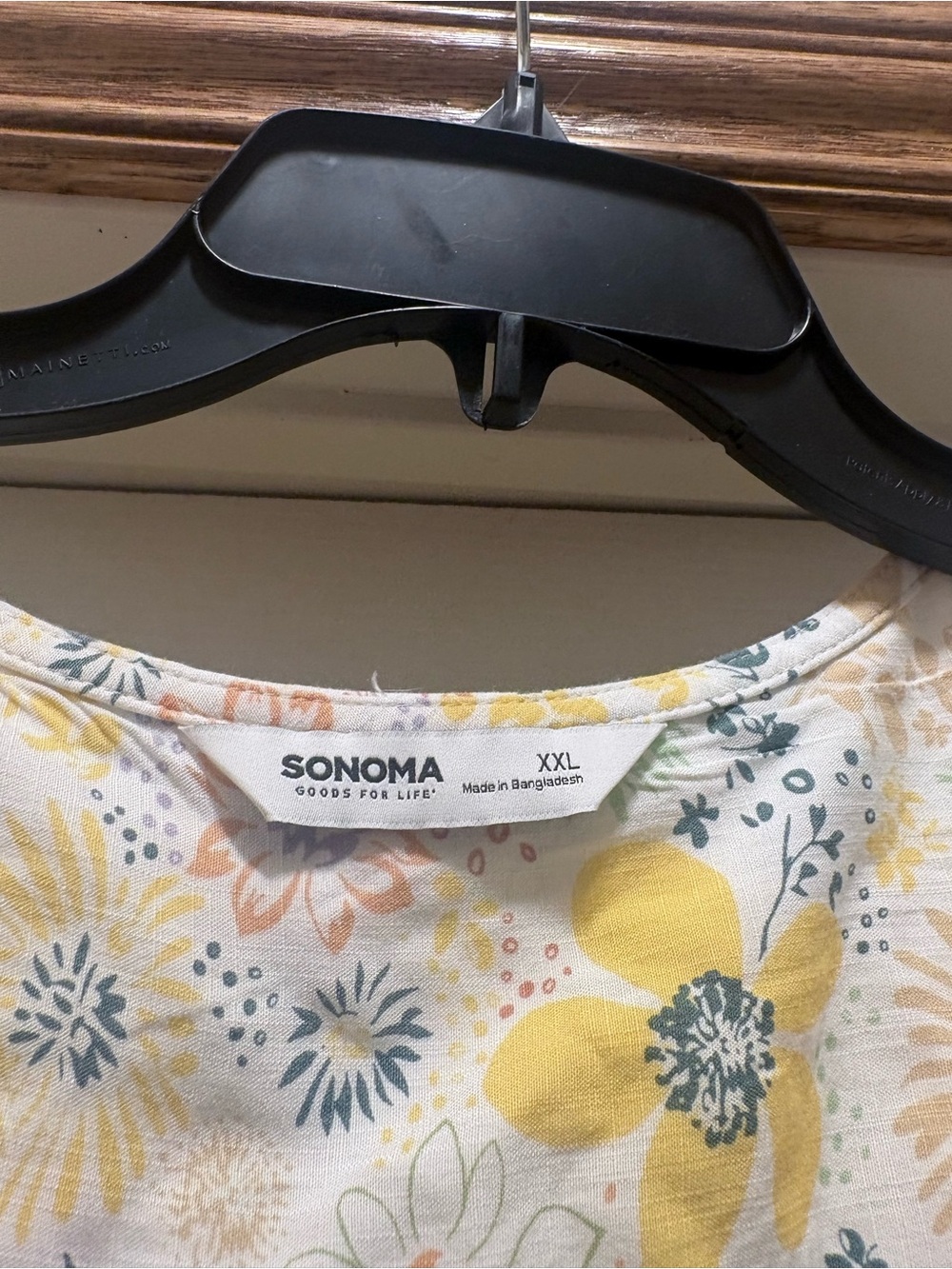 Sonoma Yellow & Teal Floral Scoop Neck Top